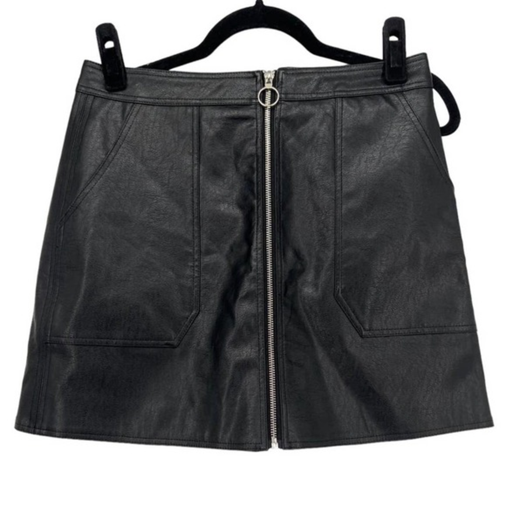 The Vintage Shop Black‎ "Leather" Skirt Zip Up Size Large